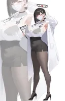 블루아카) 출근길 시스루 민소매 미니스커트 의사가운 리오 보고싶음 와라