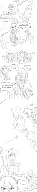 블루아카) 크게 다친 선생님을 걱정하는 케이 만화.manwha