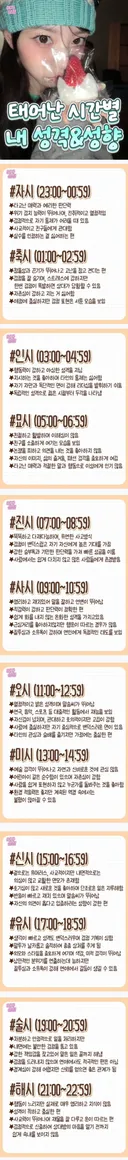 태어난 시간별 성격 성향