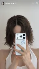 단발로 자른듯한 태연 인스타스토리.jpg