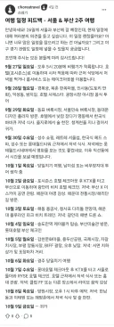 외국인들의 한국 여행 일정
