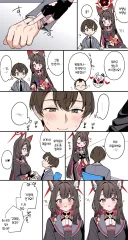 블루아카) 선생님 손에 손가락 글자를 적는 와카모.manhwa