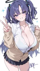 [블루아카] 가슴 보여주는 갸루 유우카