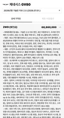 GV80 HEV. 기존보다 최소 700만원 인상.
