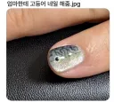 엄마한테 고등어 네일 해줌