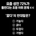 요즘 성인 72프로가 틀린다는 초등 어휘 문제