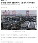 중국 3분기 GDP 성장률 4.5%‥2분기 4.3%보다 상승