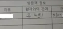 병원 면회간 환자와의 관계