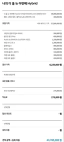 국산 자동차 풀옵션 견적 가격들