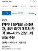 삼성전자, 내년 1분기 메모리 가격 30~40% 인상…애플도 수용