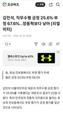 김민석대표 직무평가 긍정 20%대.내란당 장씨보다 낮아