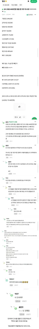 교사 초봉 싸그리 다 까버린 인티녀
