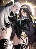 [약후,블루아카] 각오가 굉장한 수녀복을 입은 앵자와 히나타