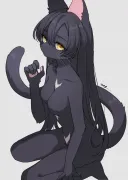 수인) 검은 고양이 소녀
