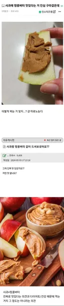 사과에 땅콩버터 맛있다는 거 진심 구라같은데
